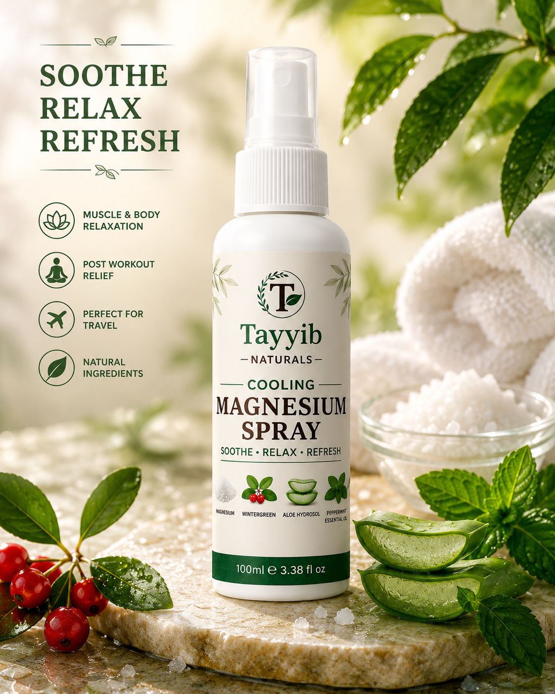 Tayyib Naturals Cooling Magnesium Spray – 100ml