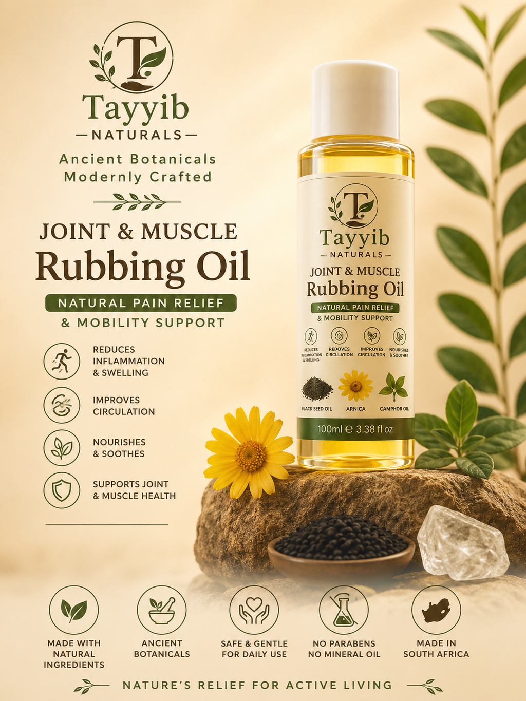 Tayyib Naturals Joint & Muscle Rubbing Oil | 100ml