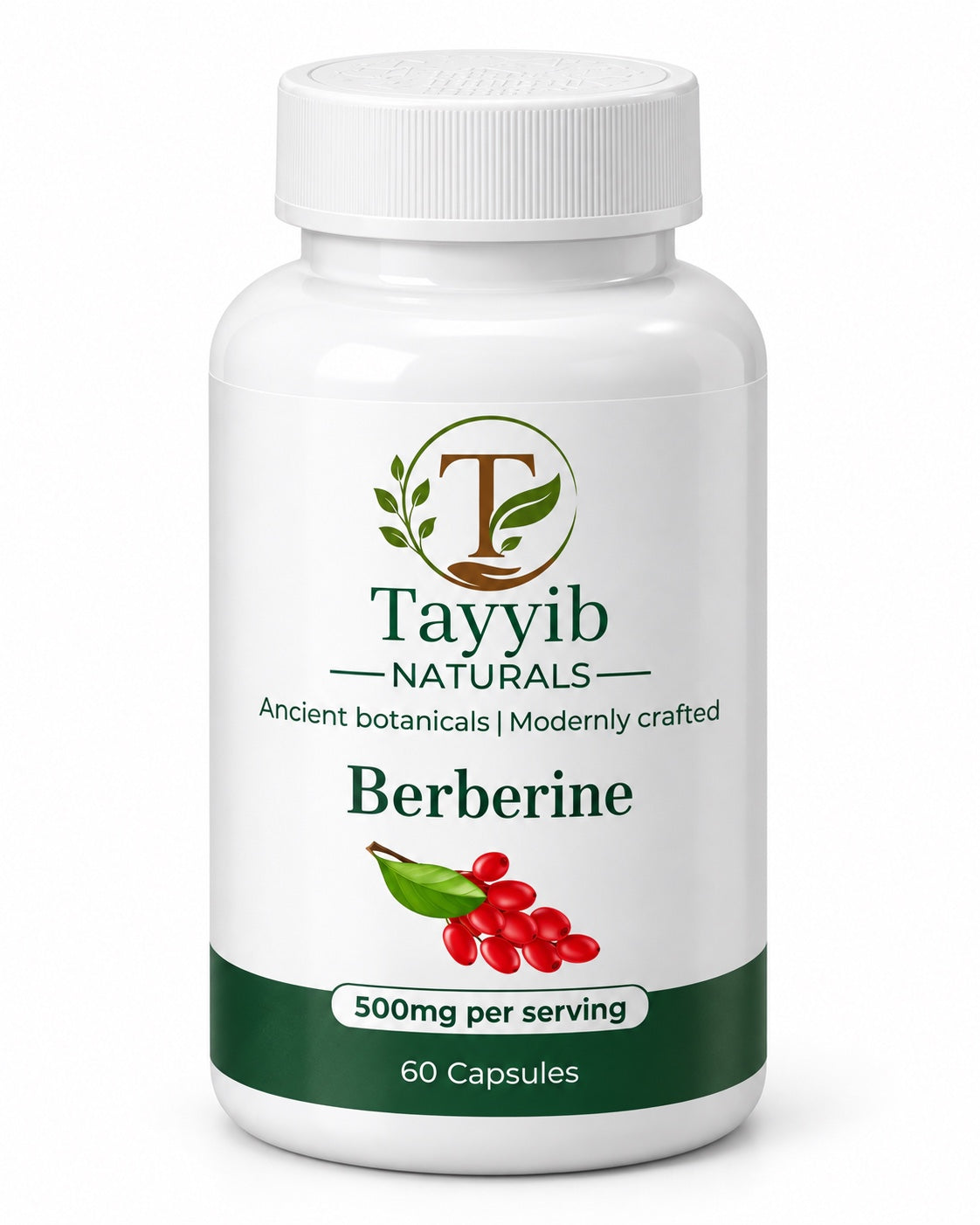 Tayyib Naturals Berberine 500mg per serving, 60 capsules