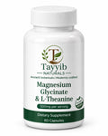 Tayyib Naturals Magnesium Glycinate and L-Theanine 500mg per serving, 60 capsules