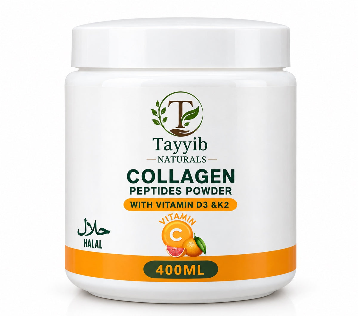 Tayyib Naturals Collagen Peptides Powder with Vitamin D3, K2 and Vitamin C, 400ml