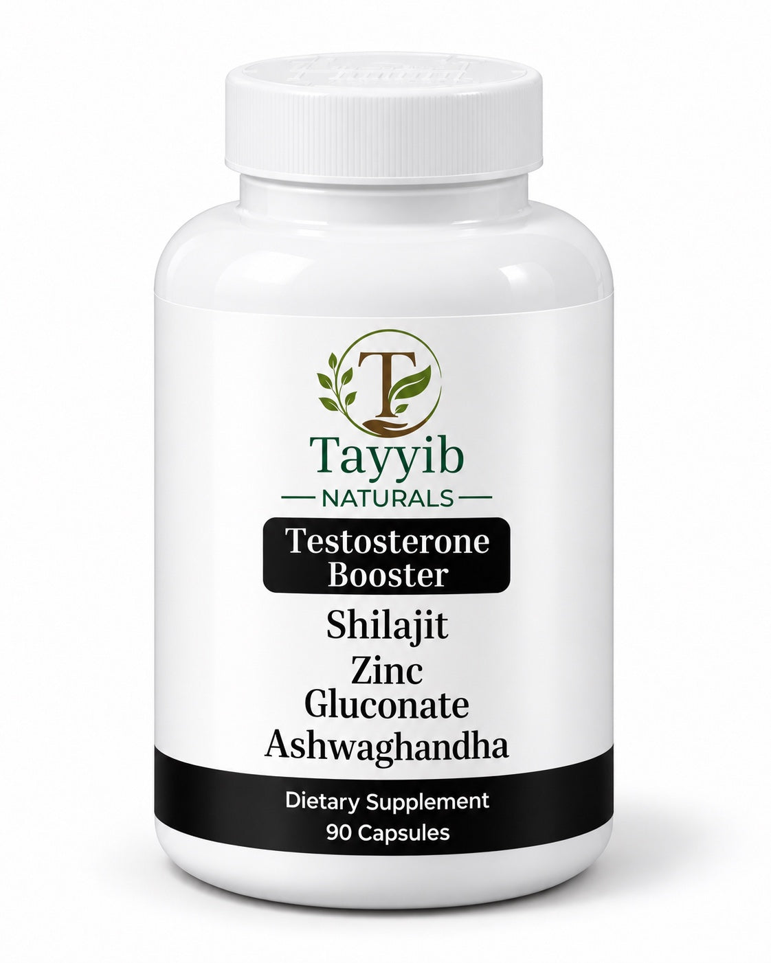 Tayyib Naturals Testosterone Booster with Shilajit, Zinc Gluconate and Ashwagandha, 90 capsules